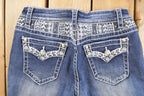 Vintage Deadstock Y2K Grace LA Bedazzled Low Rise Jeans Women's Size 27 x 31