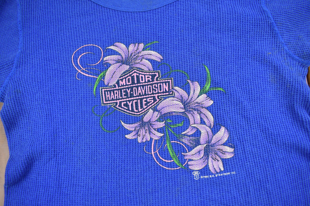 Vintage 1989 Texan Harley Davidson Conroe Texas Long Sleeve Thermal Shirt