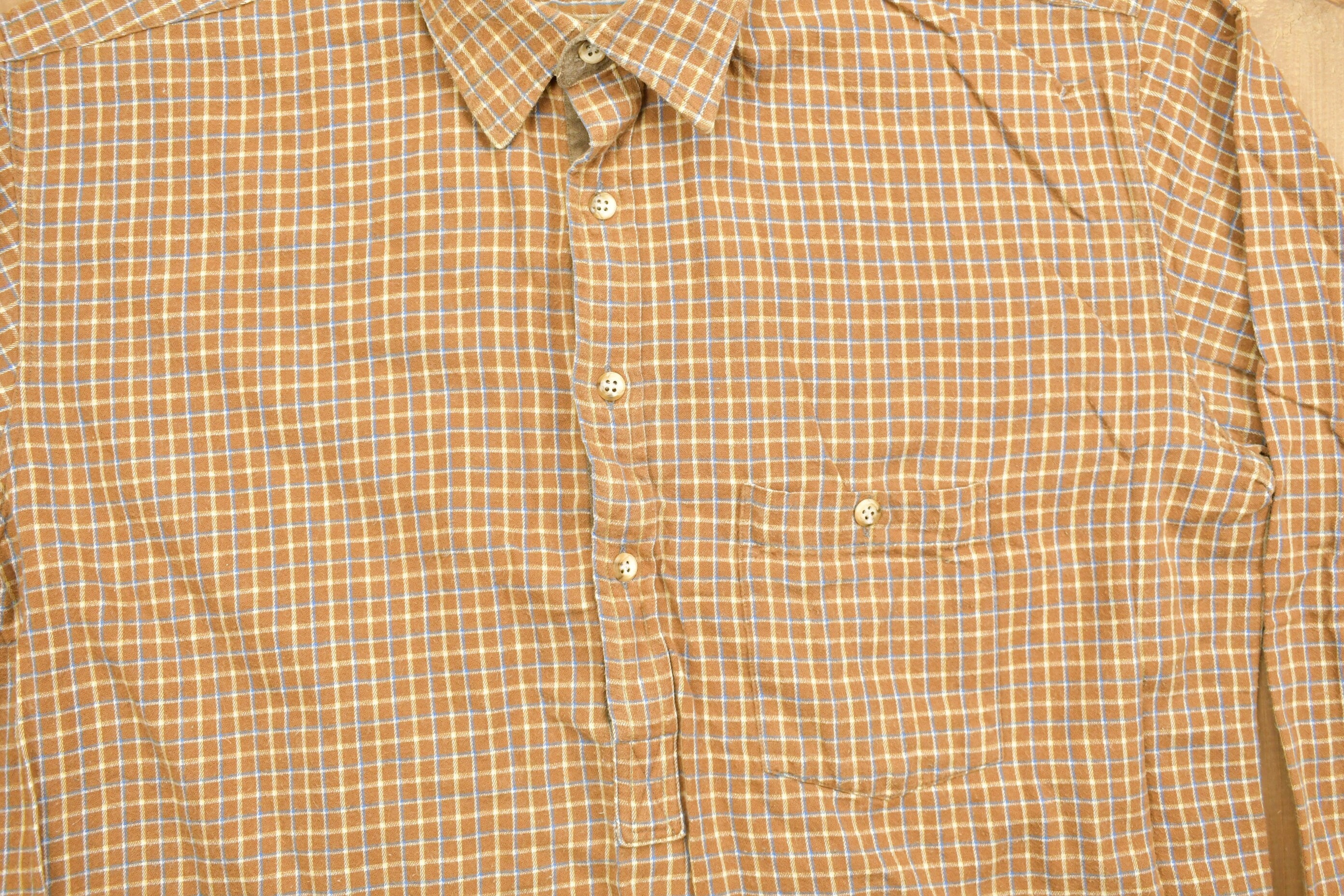 Vintage 1990s Irish Farmers Plaid Flannel Button Up Shirt