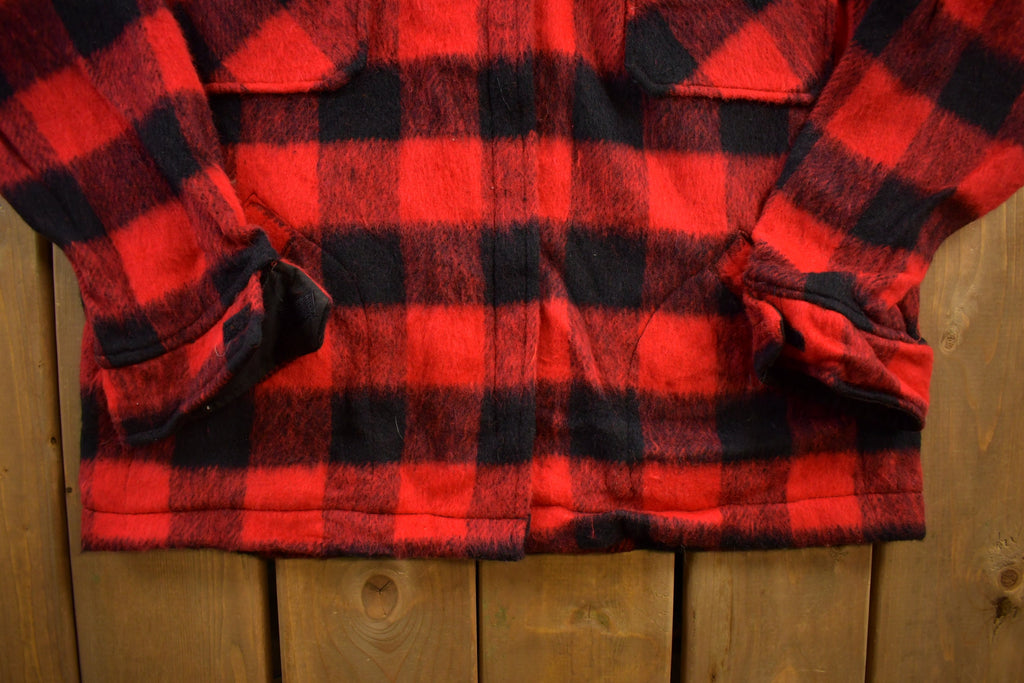 Vintage 1980s Buffalo Plaid Wool Button Up Shirt