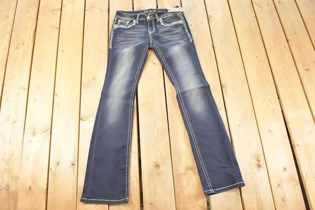Vintage Deadstock Y2K Grace LA Bedazzled Low Rise Jeans Women's Size 27 x 32