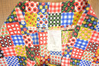 Vintage 1960s Patchwork Button Up Short Sleeve Polyester Shirt /