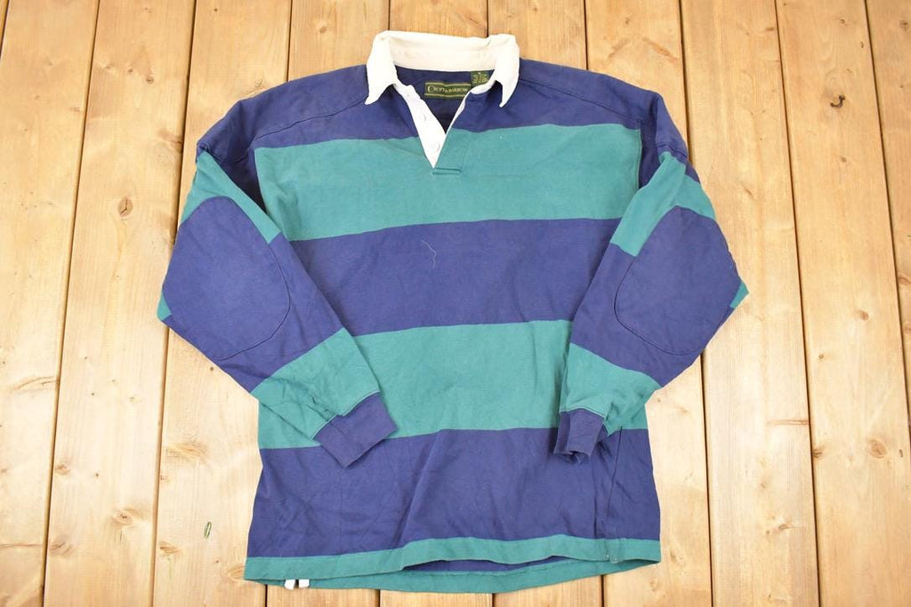 Vintage 1990s Croft And Barrow Striped Rugby Button Up Shirt Men's M