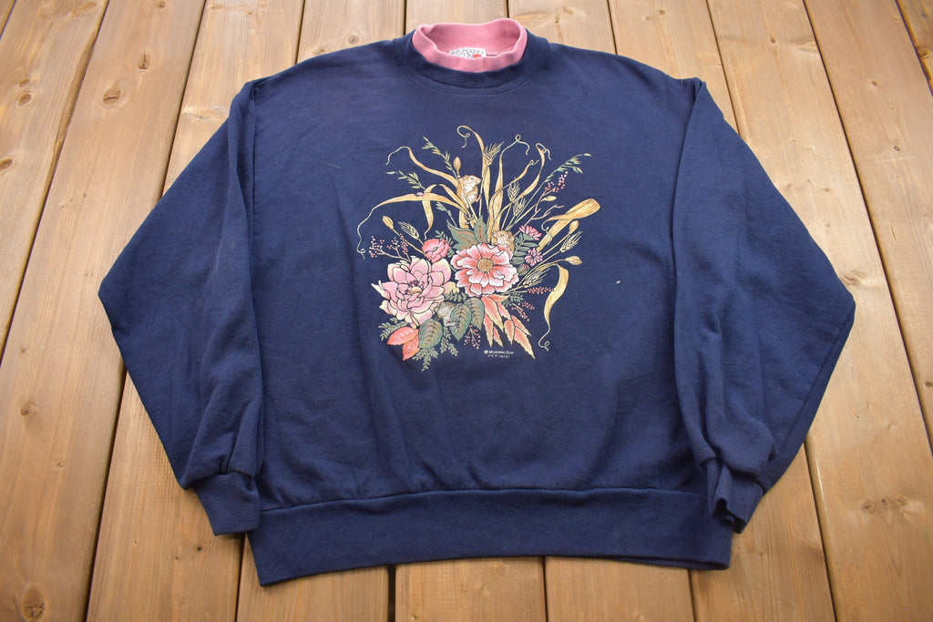 Vintage 1990s Morning Sun Double Collar Flower Crewneck Sweatshirt