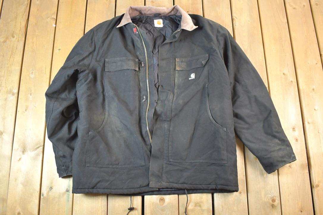 Vintage Y2K Carhartt Perfectly Distressed Collared Work Jacket Made In USA