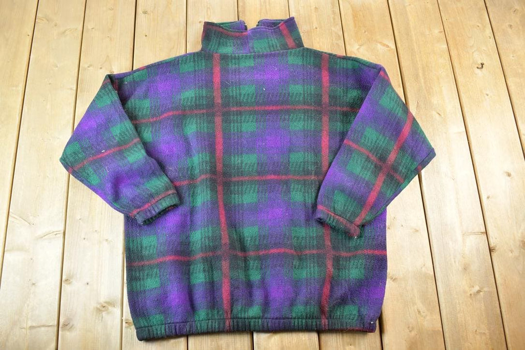 Vintage 1990s Plaid Fleece Outdoorsman Sweater