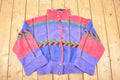 Vintage 1990s Norma Creighton Abstract Hand Knit Cardigan Sweater Women's L