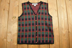 Vintage 1990s Crystal Lobe Abstract Knit Cardigan Sweater Vest