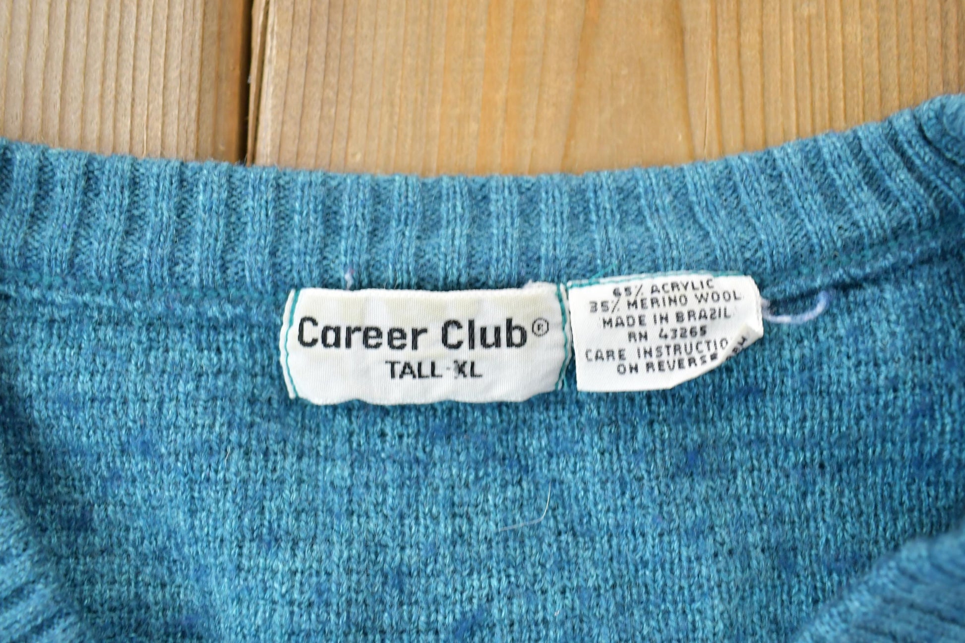 Vintage 1990s Career Club Tall XL Knit Crewneck Sweater