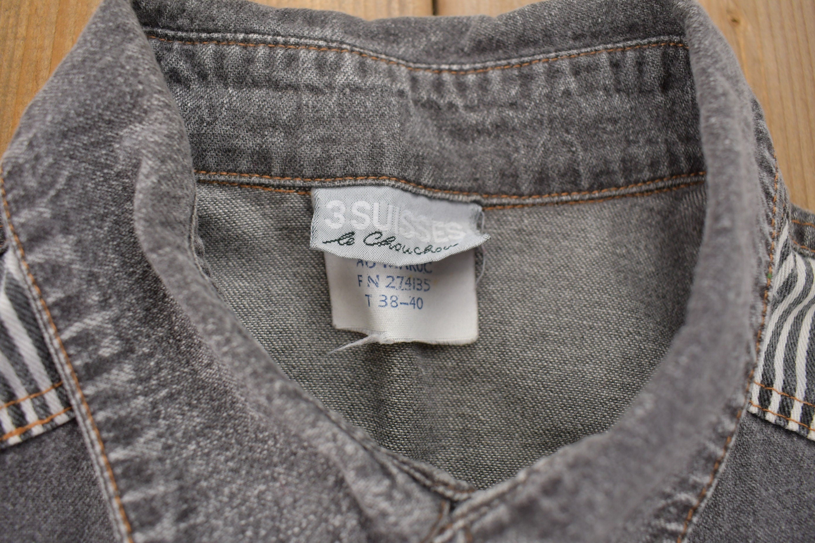 Vintage 1990s Grey Striped Button Up Shirt