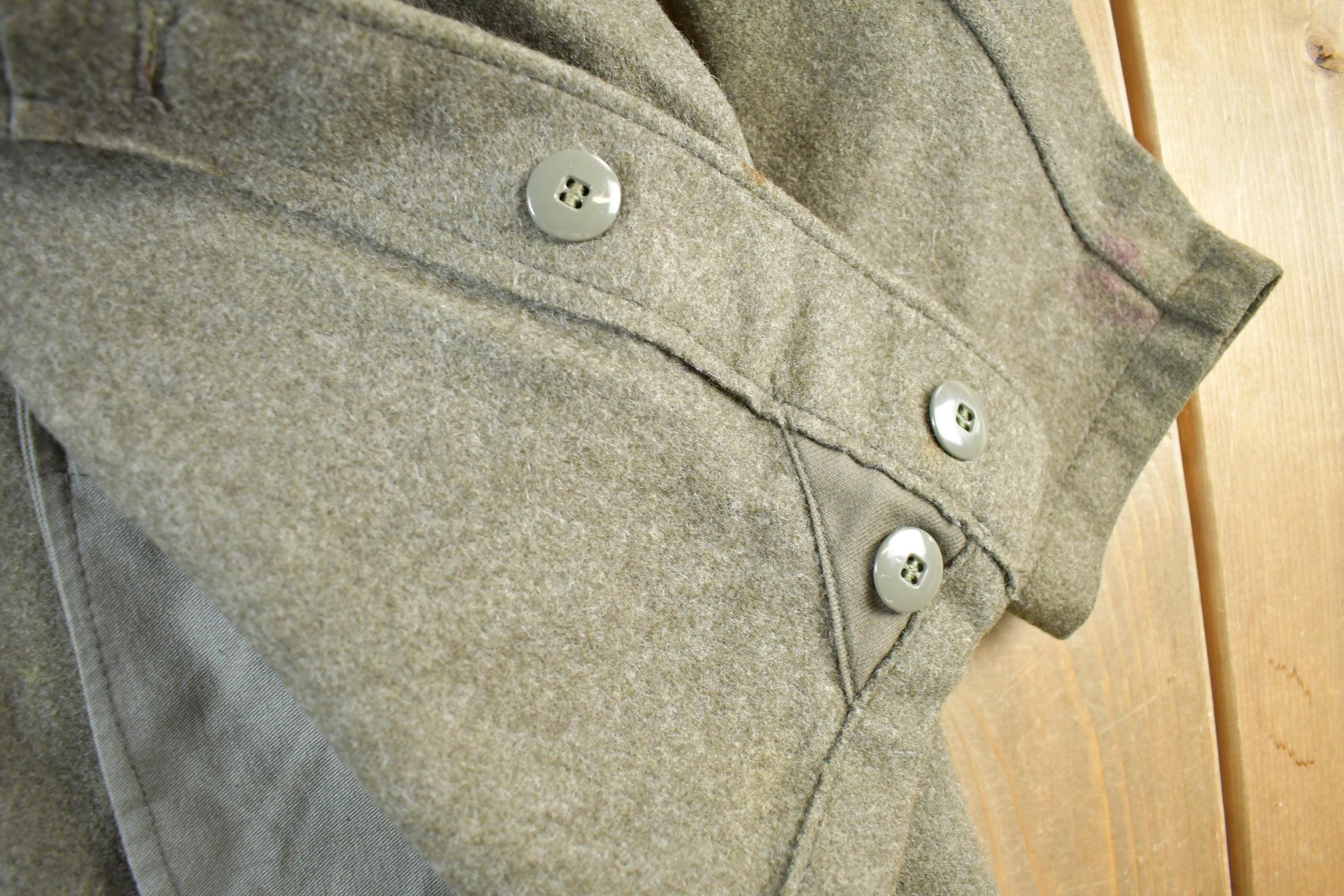 Vintage 1940s WW2 Era European Military Wool Collared Army Jacket Men's Large