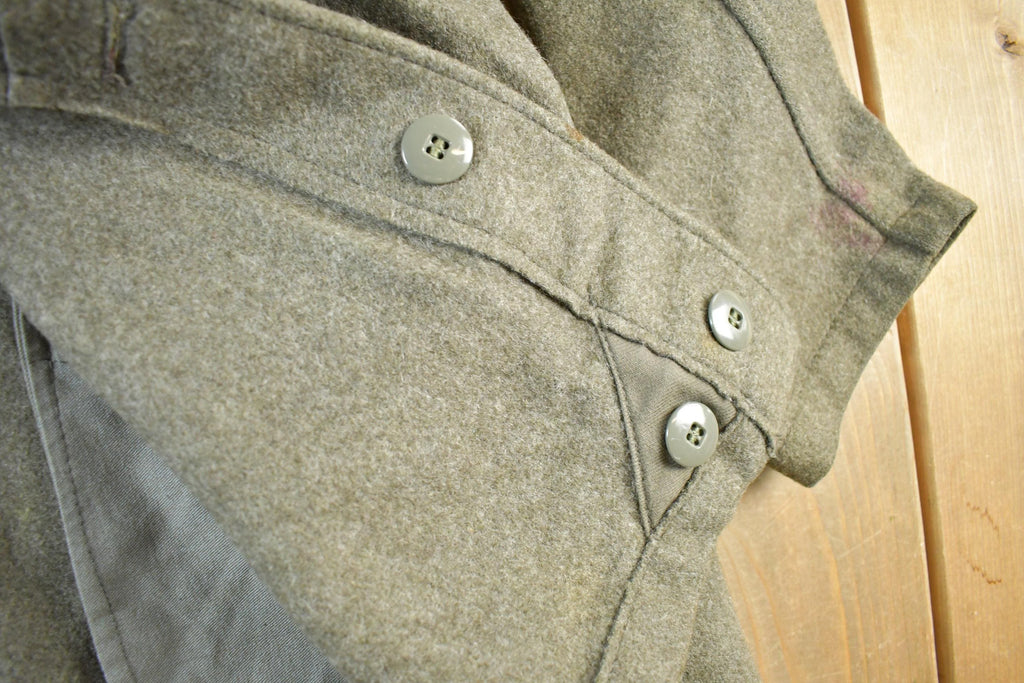 Vintage 1940s WW2 Era European Military Wool Collared Army Jacket Men's Large