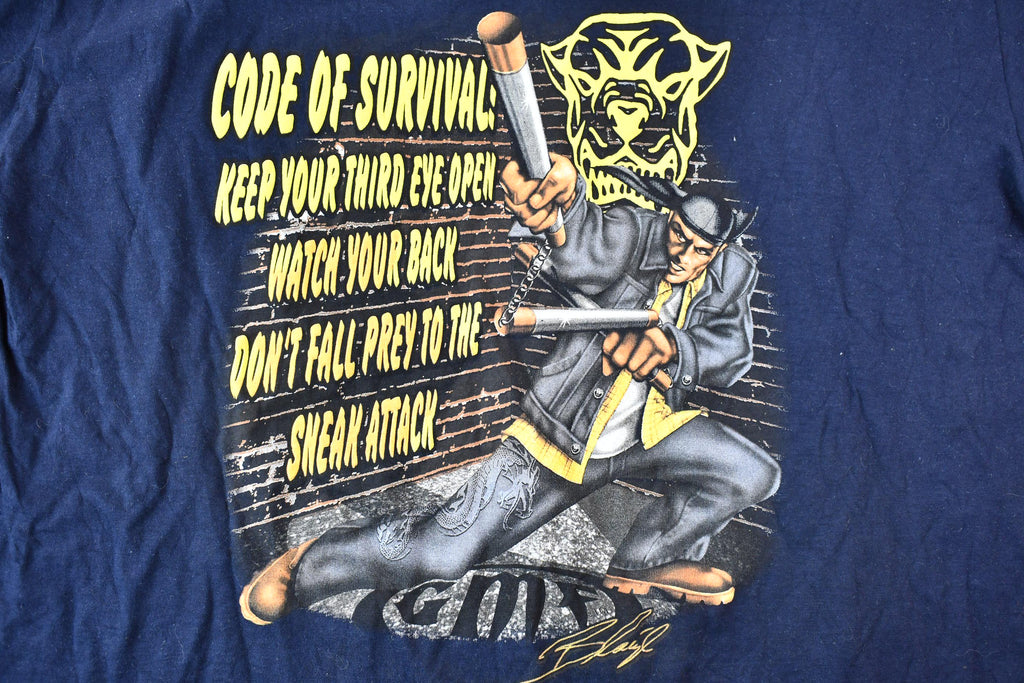 Vintage 00s GMF Ultimate Show of Respect Code of Survival Long-Sleeve Graphic T-Shirt