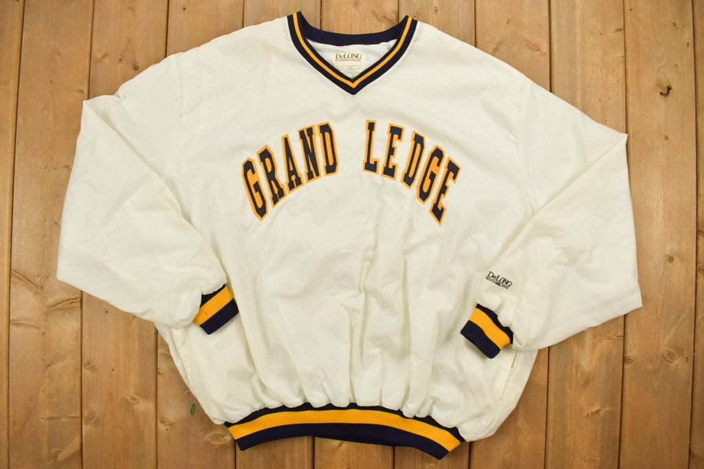 Vintage 1990s DeLong Grand Ledge Pullover Jacket  Team Logo  Athletic Sportswear  Streetwear  Athletic  Made In USA  V-Neck