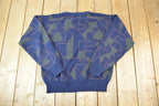 Vintage 1990s Club International Knit Abstract Pattern Crewneck Sweater Made In 90s Crewneck