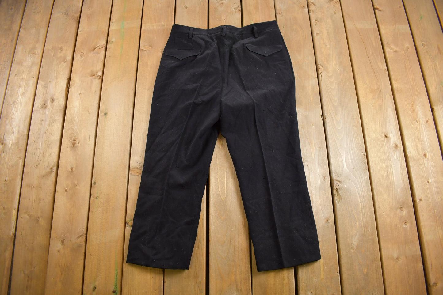 Vintage 1970s Pleated Trousers Size 35 x 24 / American Vintage / True Vintage / 1970s Pants / Black / Made in England