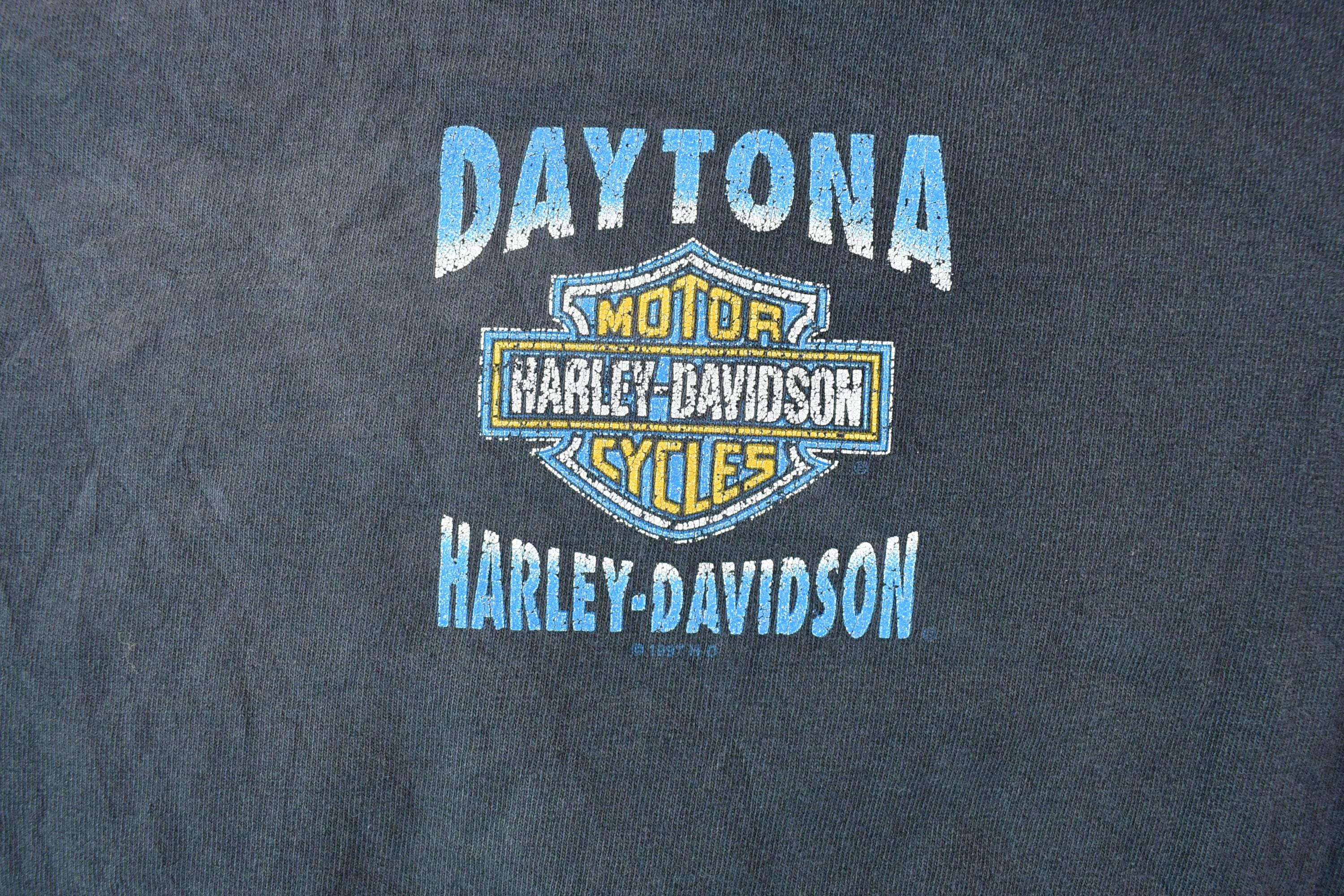 Vintage 1990s Daytona Beach Harley Davidson Motorcycles Graphic T-Shirt
