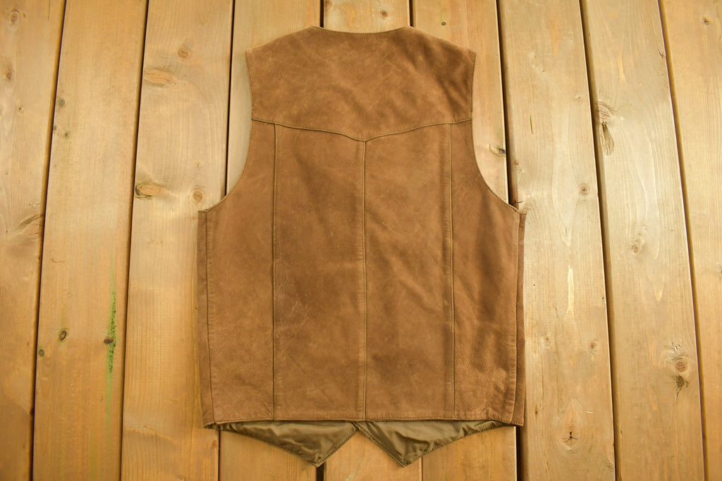 Vintage 1990s Leather Gallery Leather Western Vest