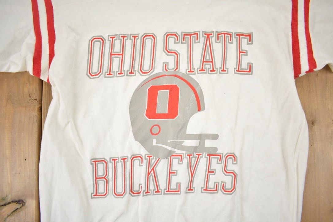 Vintage 1980s Ohio State Buckeyes T-Shirt / NCAA Tee / Americana / Sportswear / 80s tee / Embroidered / Artex