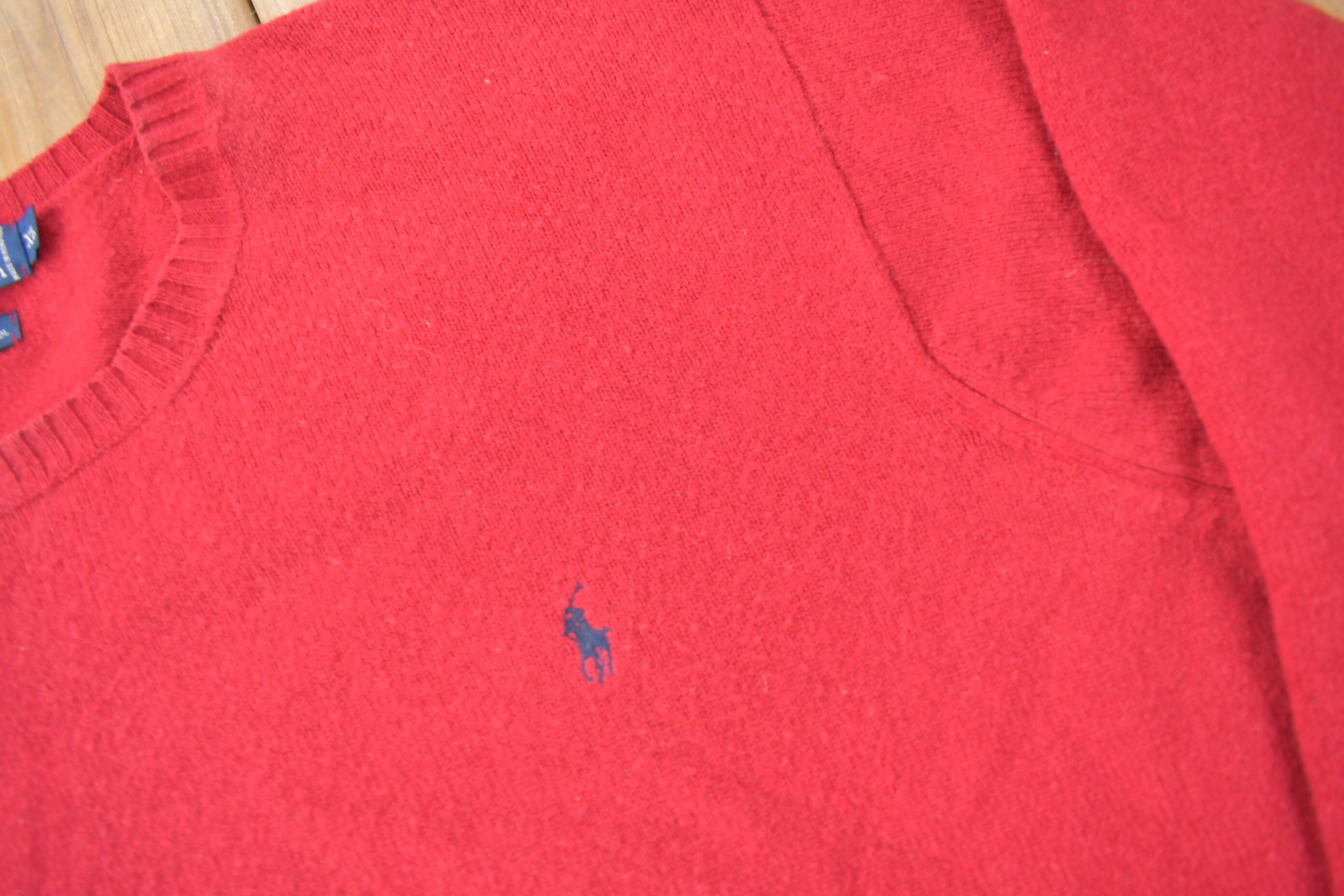 Vintage 1990s Polo Ralph Lauren Red Knit Sweatshirt