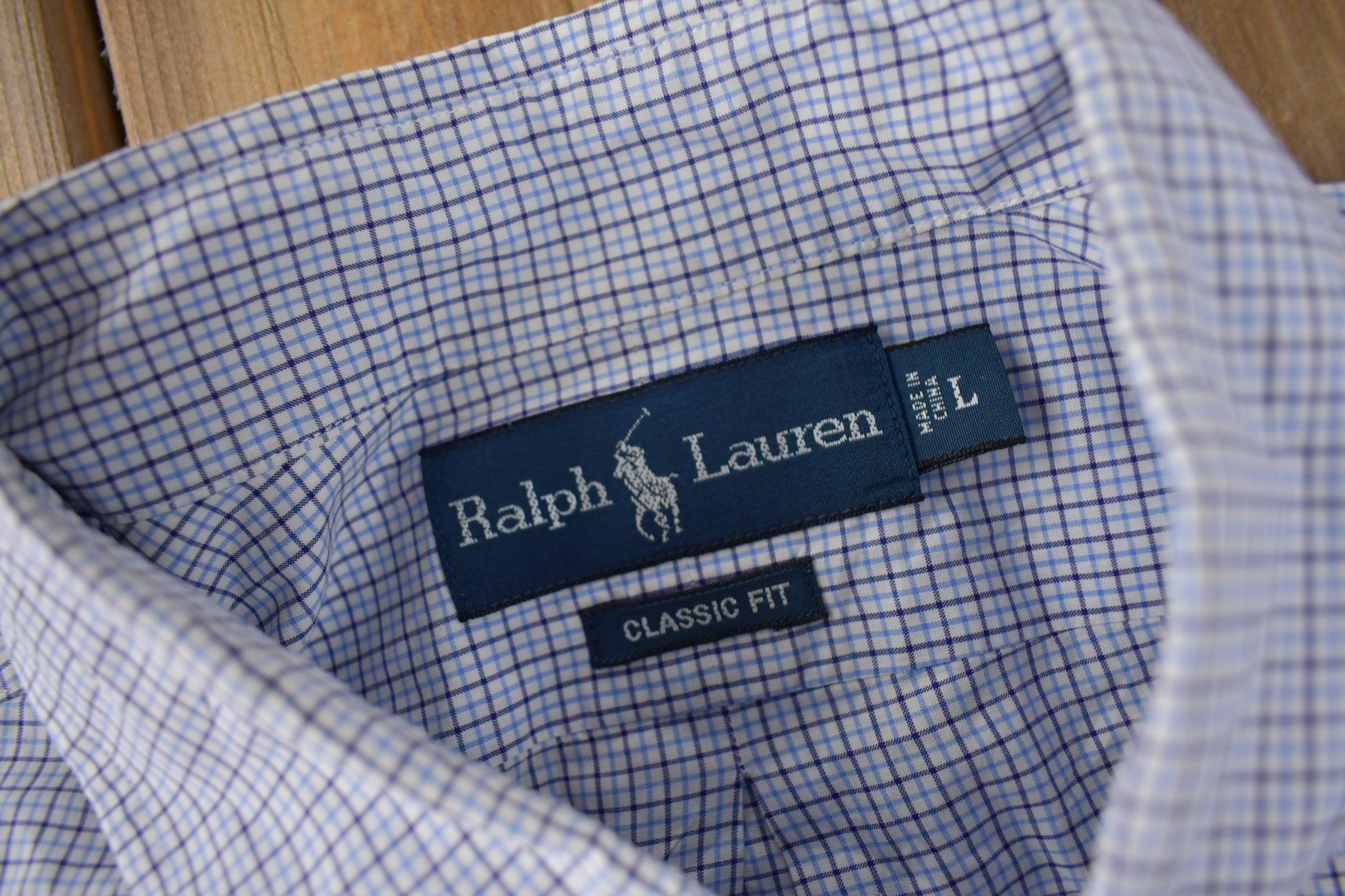 Vintage 1990s Ralph Lauren Plaid Button Up Classic Fit Dress Shirt Size L