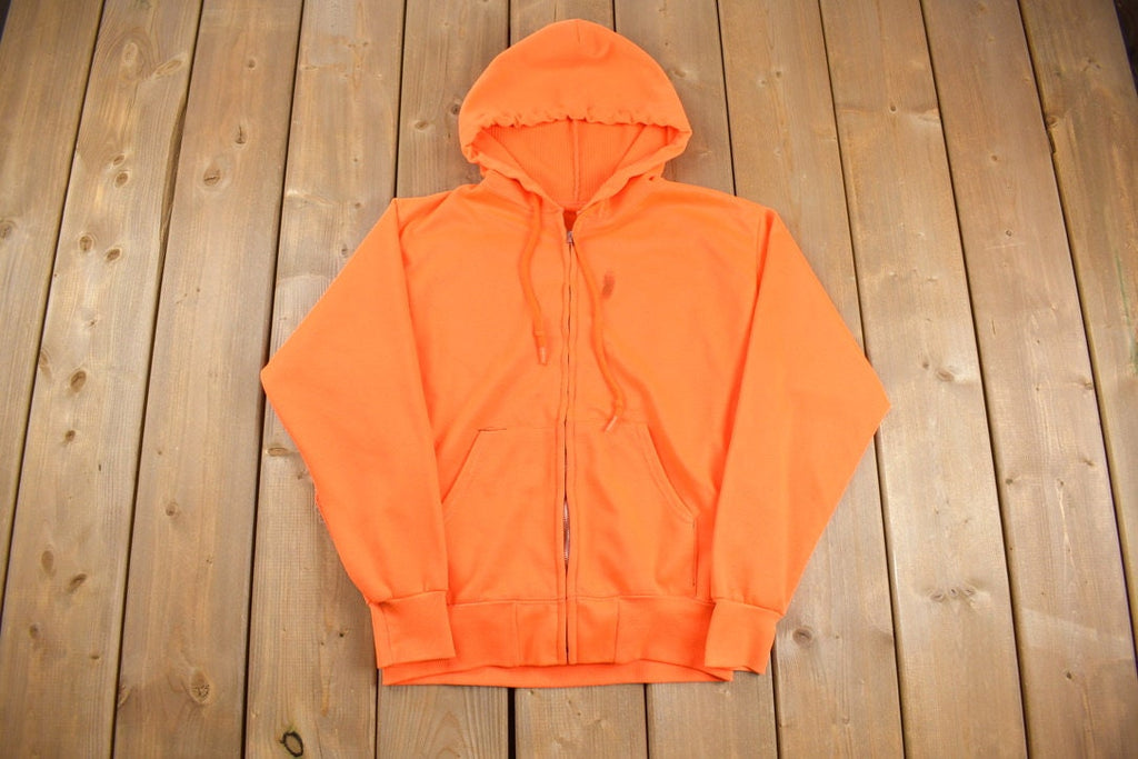 Vintage 1970s Orange Thermal Zip Up Hoodie