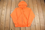 Vintage 1970s Orange Thermal Zip Up Hoodie