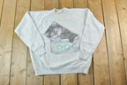 Vintage 1990s Cute Sleeping Kitten Crew Neck Sweater