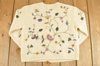 Vintage 1990s Cold Water Creek Floral AOP Wool Knit Cardigan Sweater Women's M