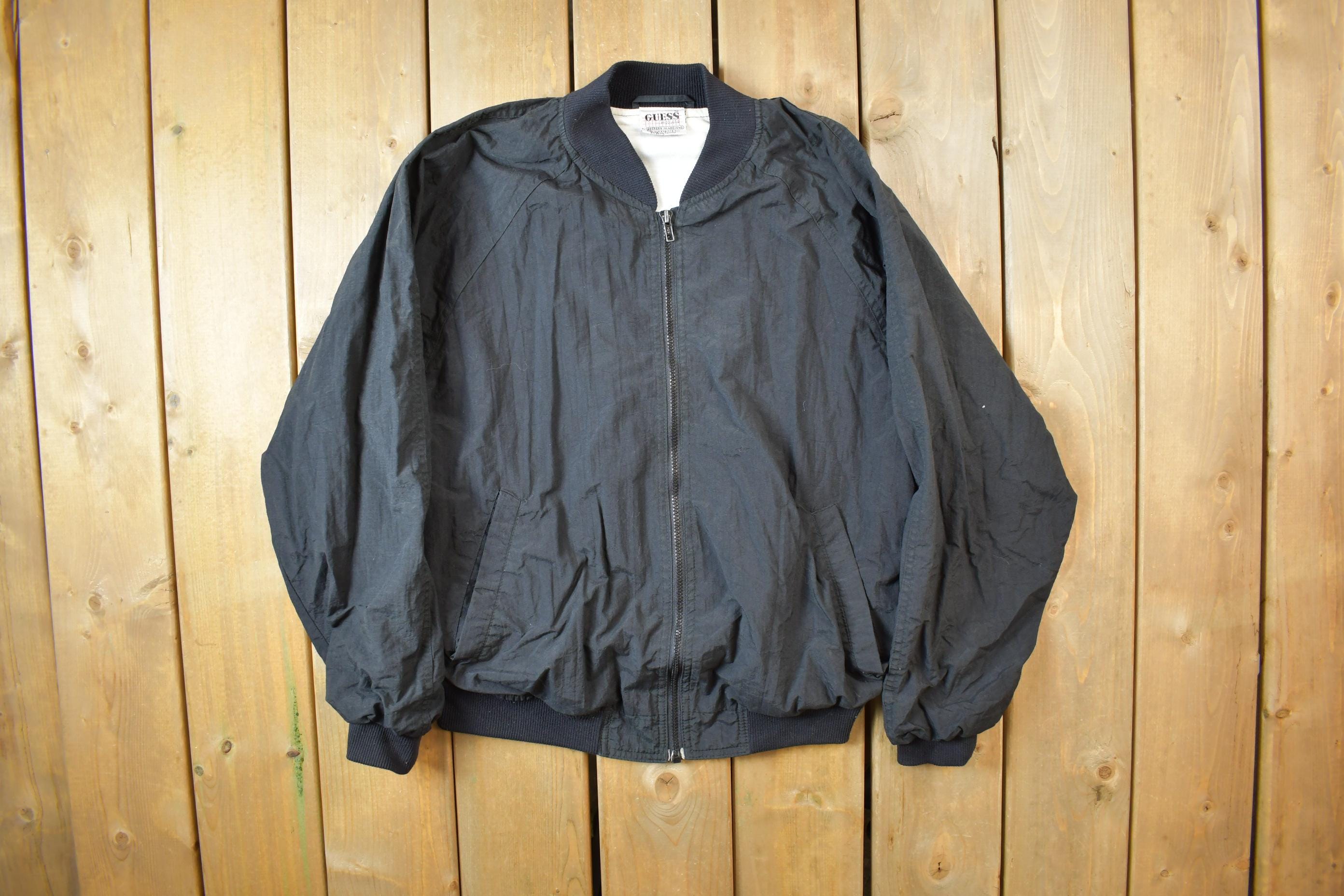 Vintage 1990s Guess USA American Flag Back Logo Bomber Jacket