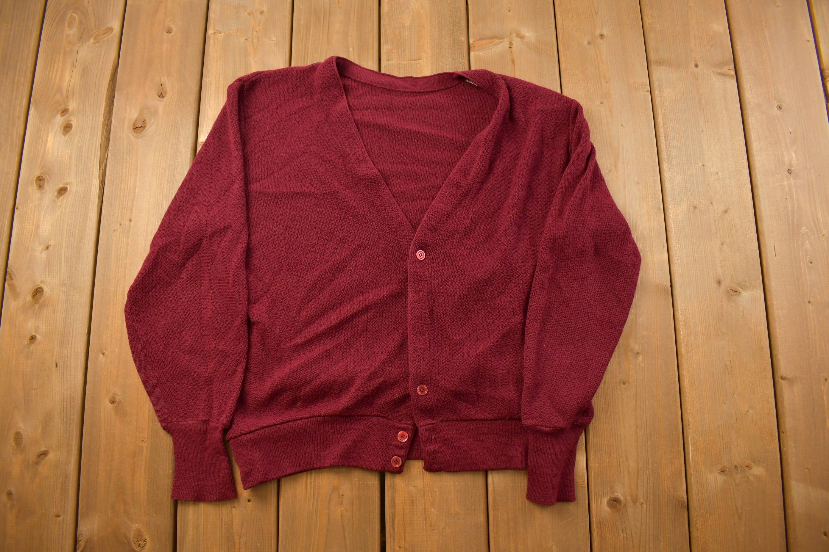 Vintage 1990s Maroon Cardigan Sweater