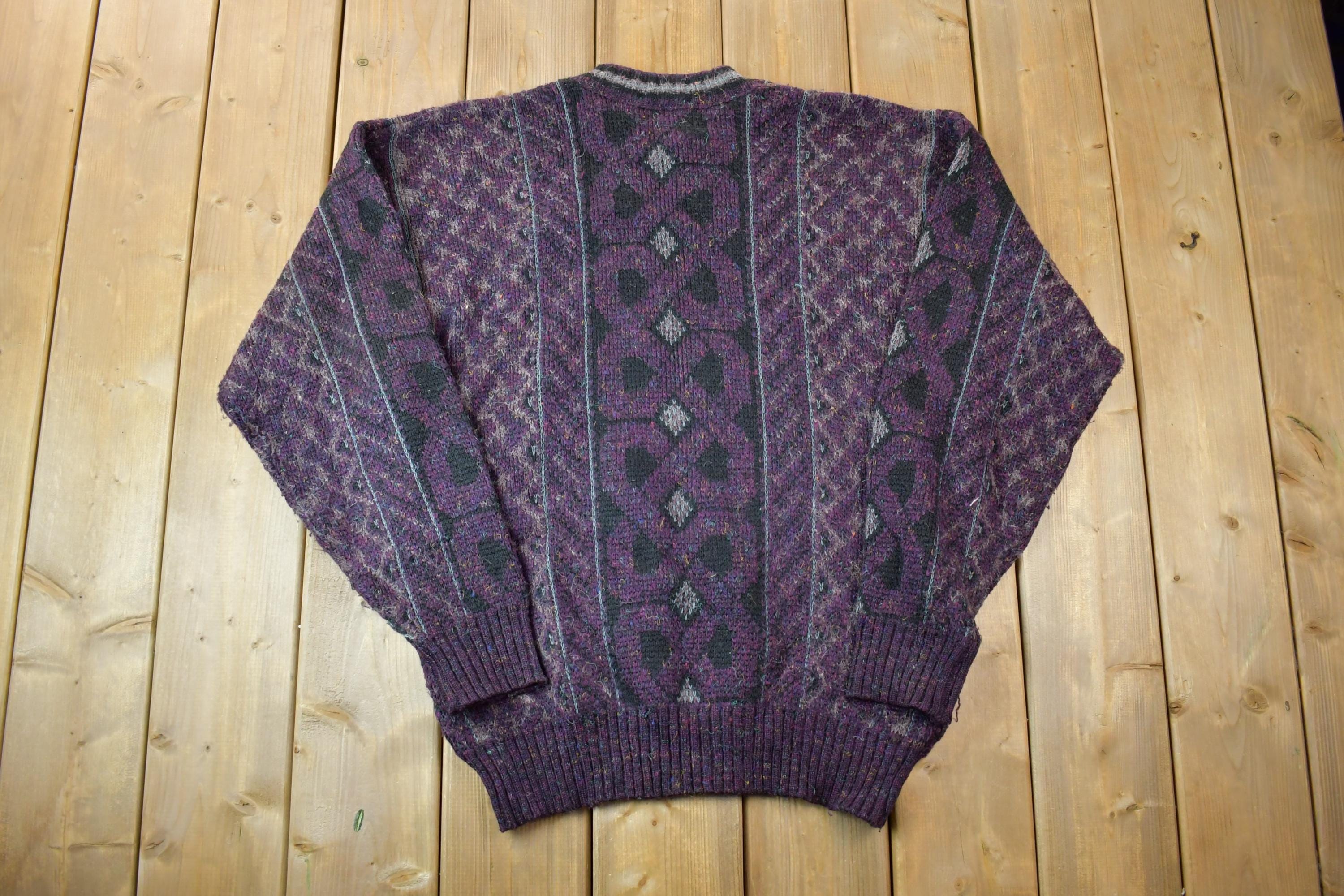 Vintage 1990s London Fog Knit Crewneck Sweater / 90s Crewneck / Made In USA / Preppy