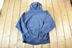 Vintage 1990s Blank Navy Cross Grain Hoodie Sweatshirt Mens L