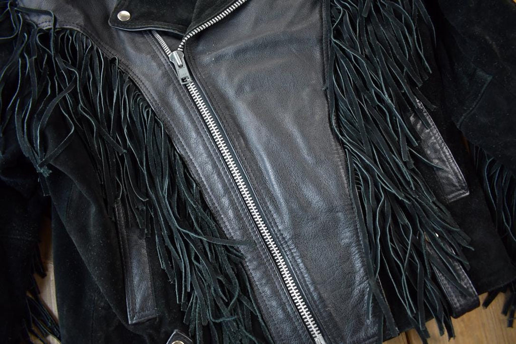 Vintage 1990s MOB Genuine Leather Fringed Jacket