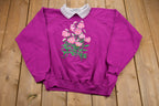 Vintage 1990s Morning Sun Floral Graphic Collared Sweatshirt