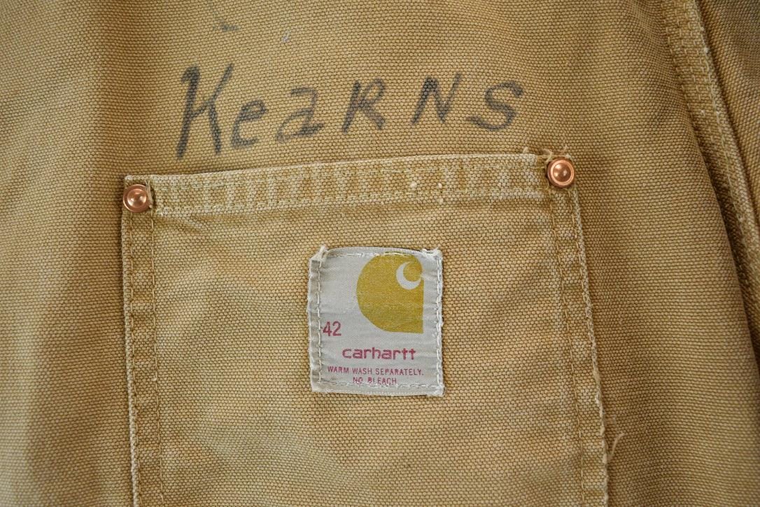 Vintage 1970s Distressed Carhartt Blanket Lined Chore Coat Made In USA