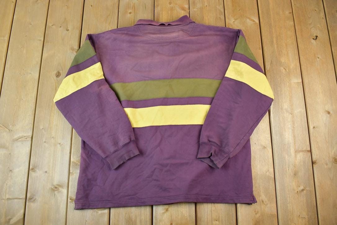 Vintage 1990s Cherokee Quarter Zip Striped Minnesota Crewneck Sweatshirt
