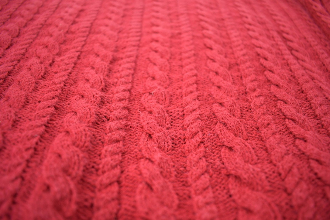 Vintage 1990s Eddie Bauer Red 3D Cable Knit Crewneck Sweater  Vintage 90s Crewneck  Abstract Patterns  Streetwear  Made In USA
