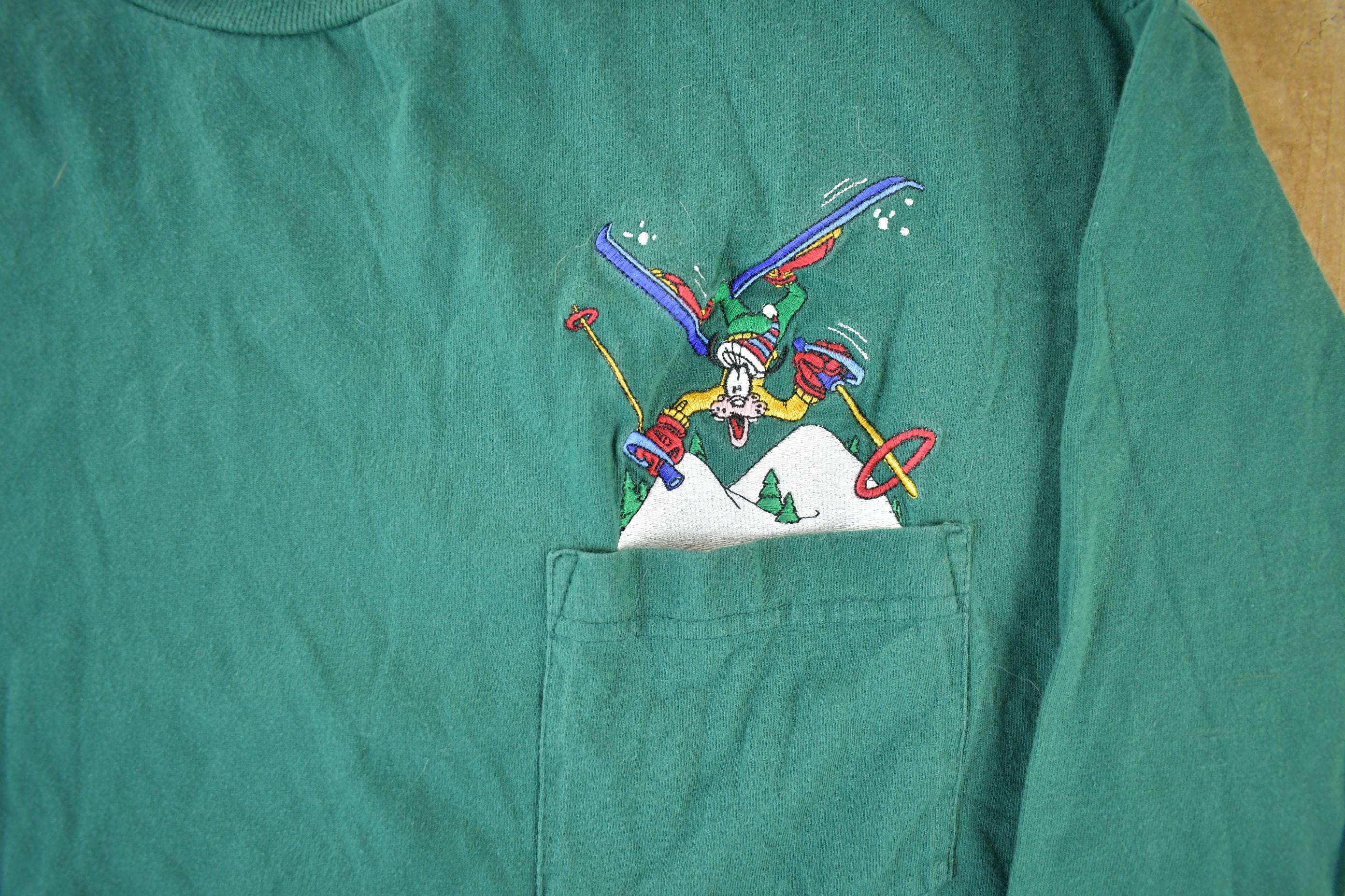 Vintage 1990s Goofy Skiing Disney Long Sleeve T Shirt Men's Large