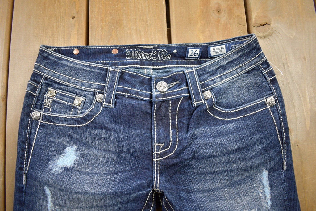 Vintage Y2K Miss Me Bedazzled Low Rise Jeans Size 26x31