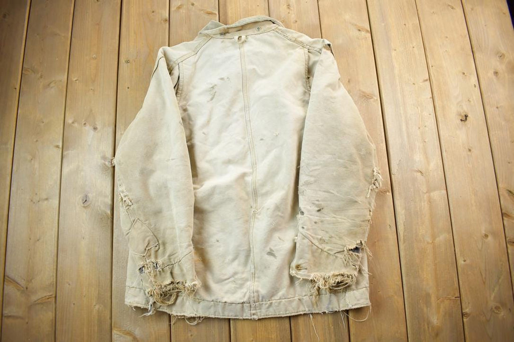 Vintage 1970s Carhartt Blanket Lined Chore Coat Heavily Distressed