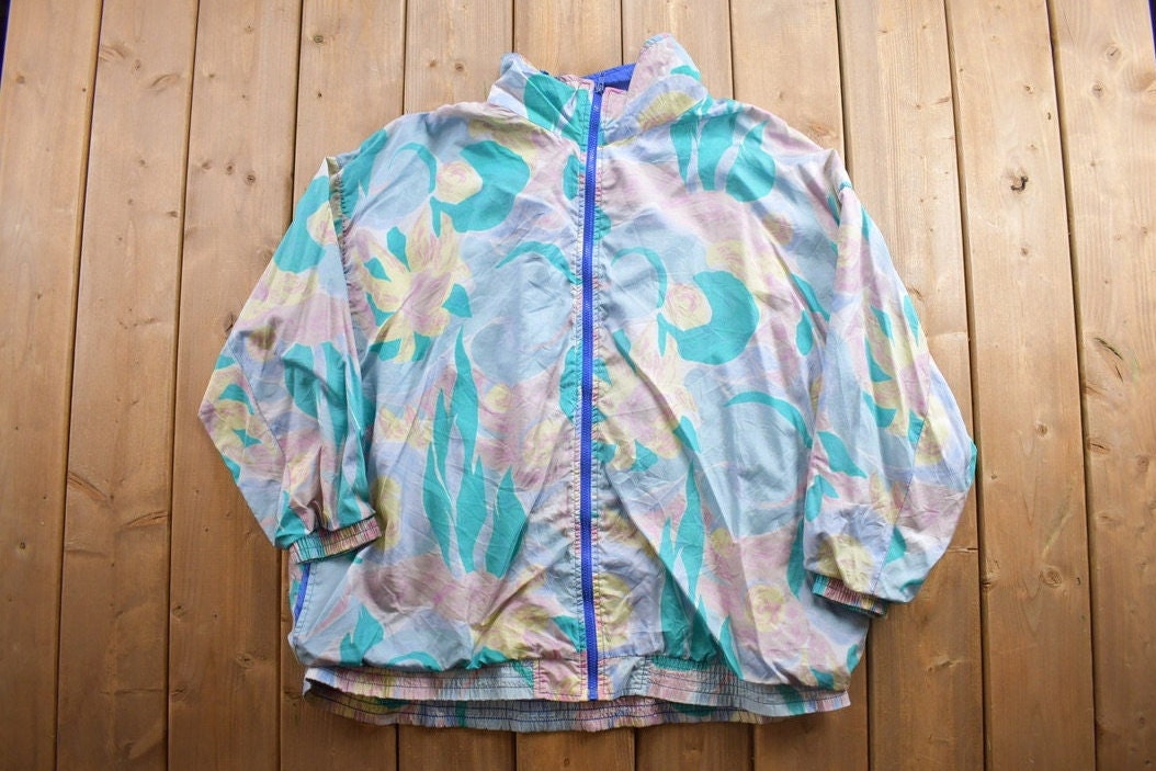 Vintage 1980s Roamans Floral Windbreaker Jacket