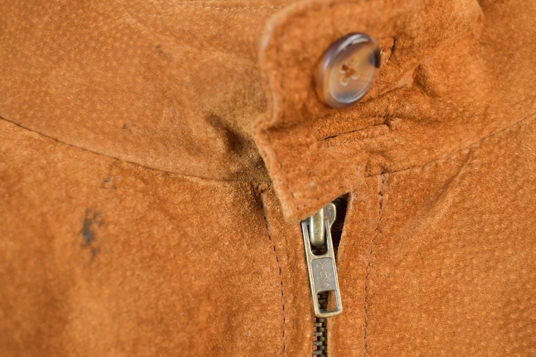 Vintage 1980s Boston Traders Suede Leather Bomber Jacket