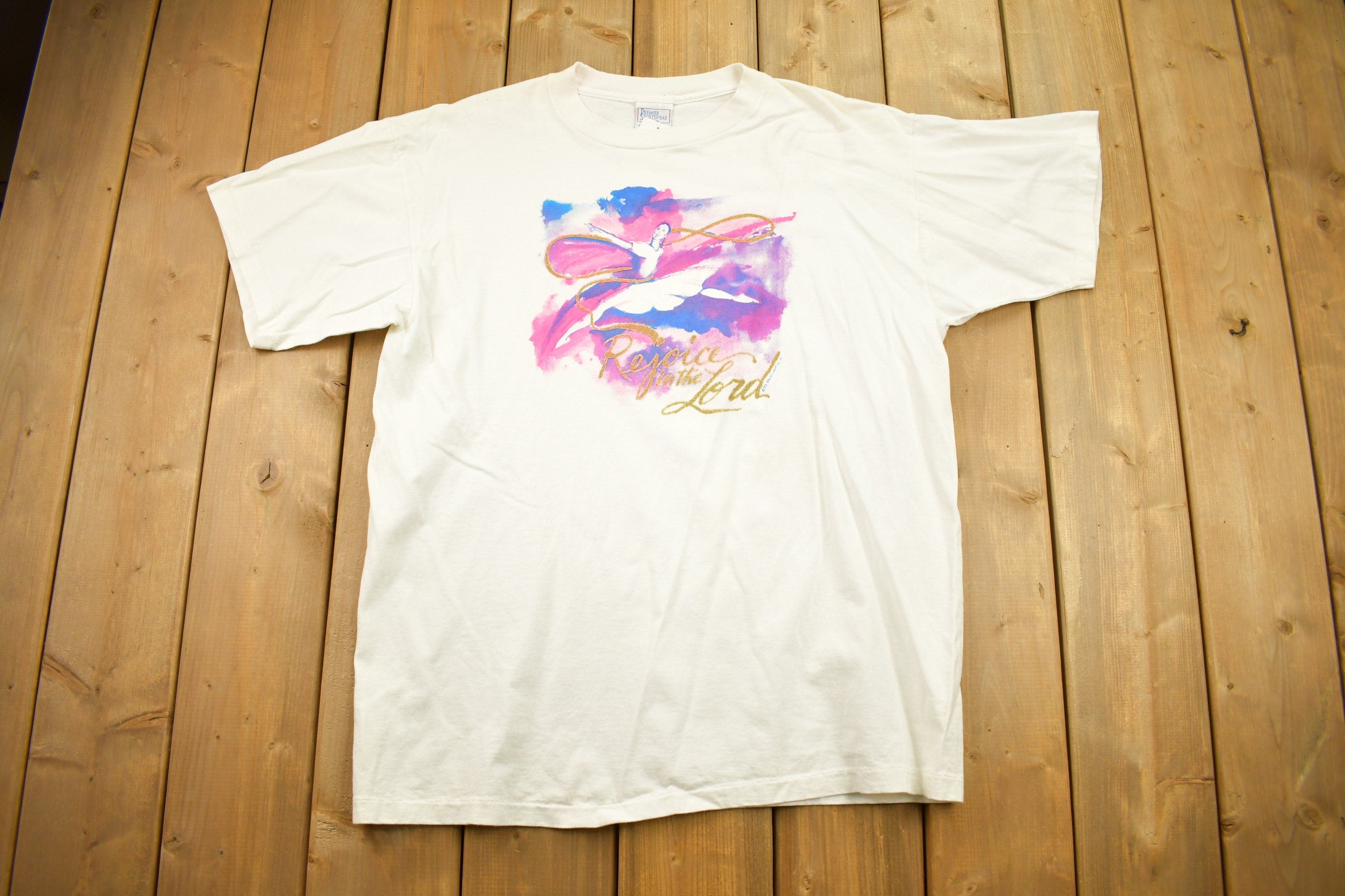 Vintage 1992 Rejoice In The Lord Graphic T-Shirt