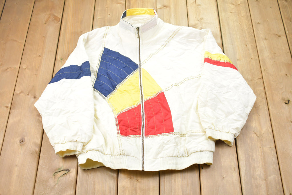 Vintage 1980s Janeve Abstract Full Zip Windbreaker Jacket