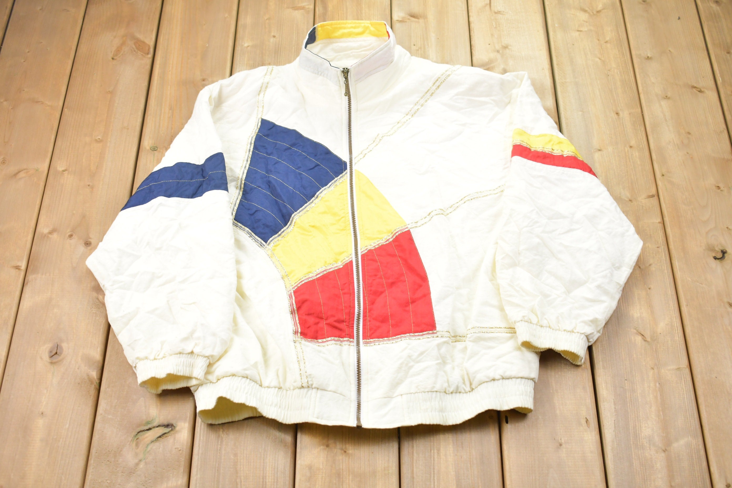 Vintage 1980s Janeve Abstract Full Zip Windbreaker Jacket