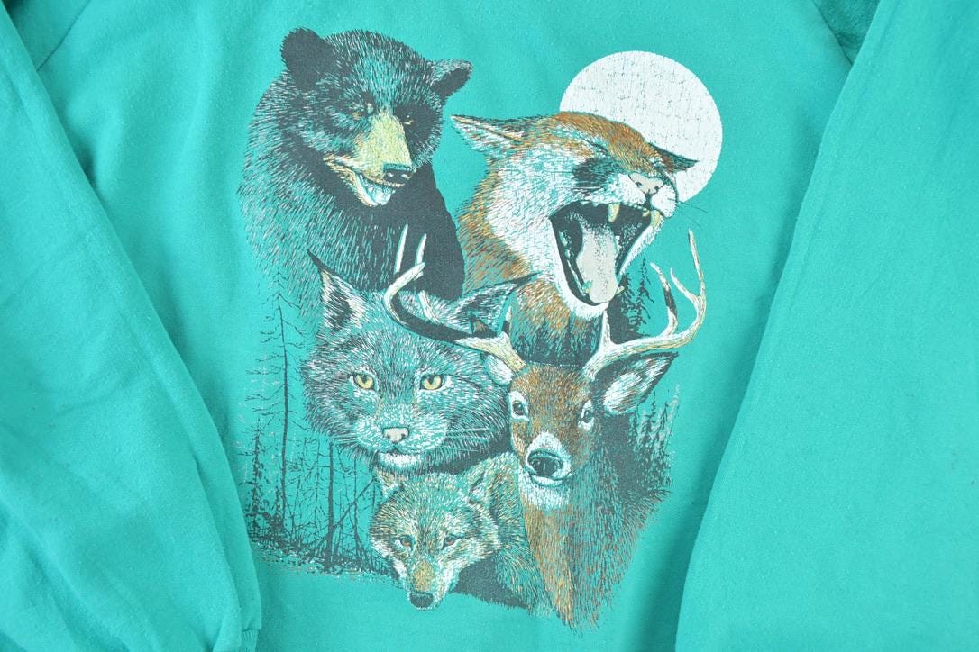 Vintage 1990s Bear Bobcat Outdoorsman Crewneck Sweatshirt