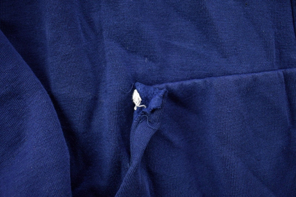 Vintage 1990s Blank Blue Thermal Lined Zip Up Hoodie