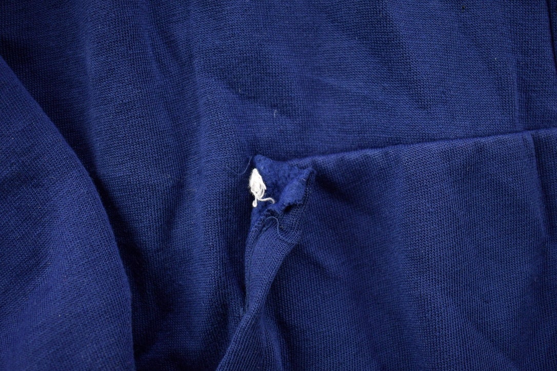 Vintage 1990s Blank Blue Thermal Lined Zip Up Hoodie