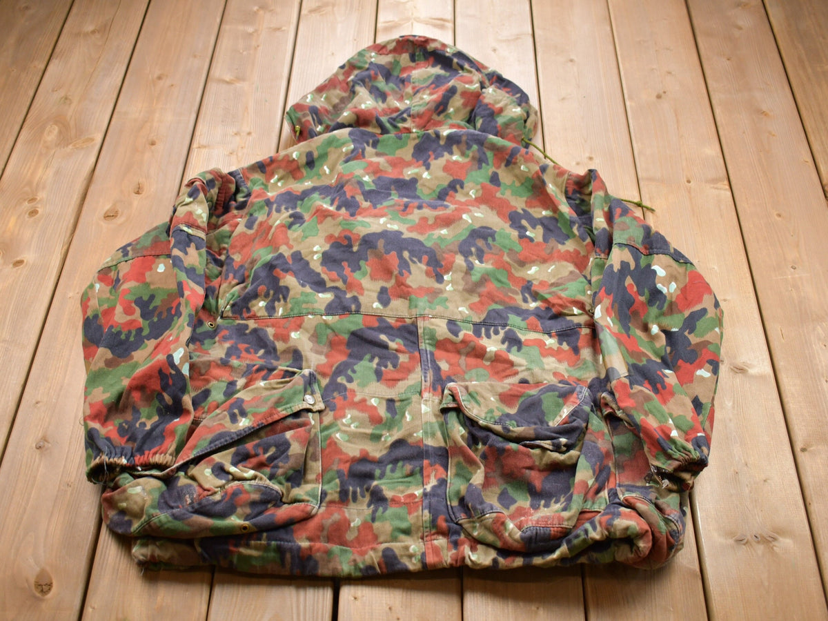 Vintage 1990s Alpenflage Camo Canvas Hooded Jacket